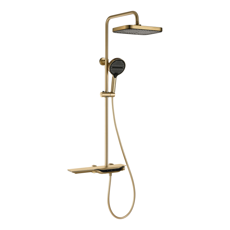 Душевая колонна с термостатическим смесителем Mixxus Premium SPACE-009-J Brushed gold, 3 режима (MI