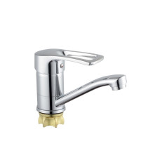 Змішувач для умивальника джойстиковий Champion Ped 555-181-15cm (Nut) (MI6374) із цинкового сплаву Колір сталевий