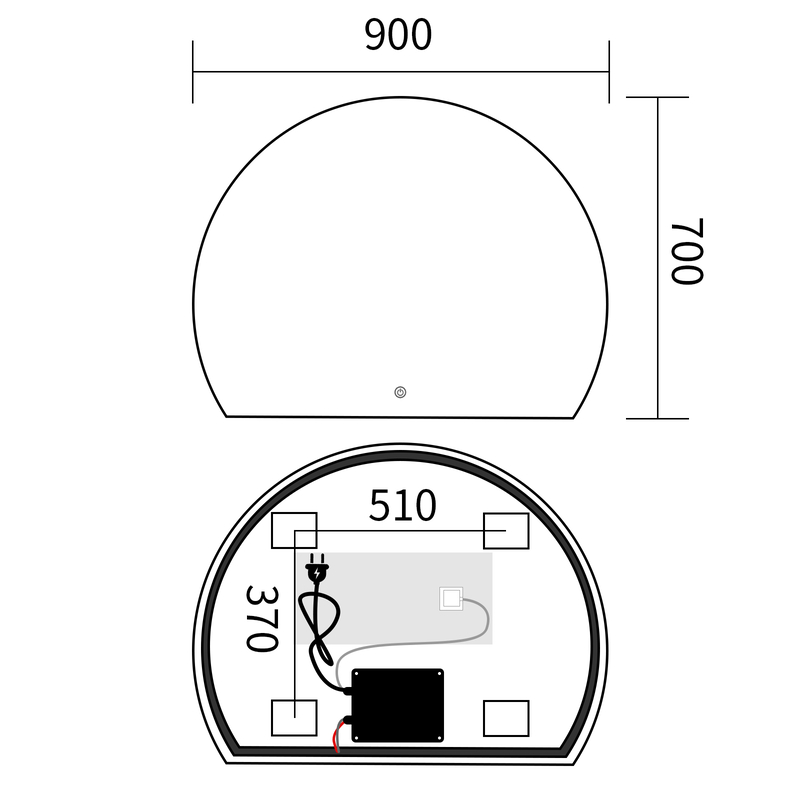 Дзеркало Mixxus Premium Topper MS01-90x70-Reverse (LED Touch, Anti-fog, димер (3-6,5kK)) (MP6632)