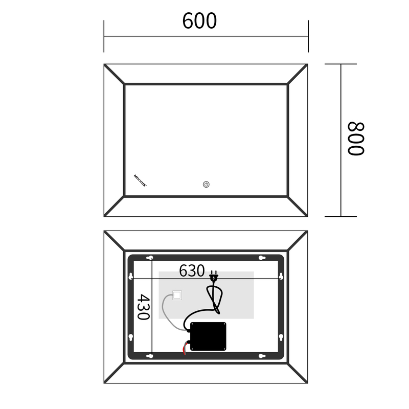 Дзеркало Mixxus Premium Cubic MR14-80x60-Reverse (LED Touch, Anti-fog, димер) (MP6648)