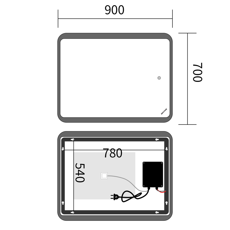 Дзеркало Mixxus Premium Olivary MR19-90x70-Reverse (LED Touch, Anti-fog, димер (3-6,5kK)) (MP6630)
