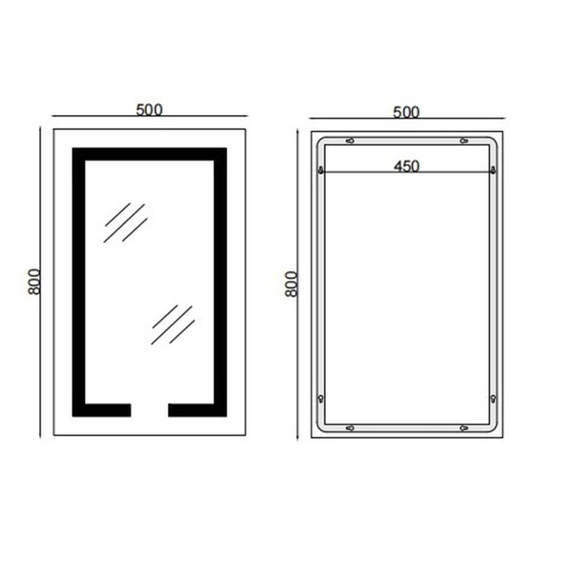 Дзеркало Mixxus Hard MR06-50x80-CASE з LED Touch, Anti-fog, димером, регулюванням яскравості, годинником (MI6657)