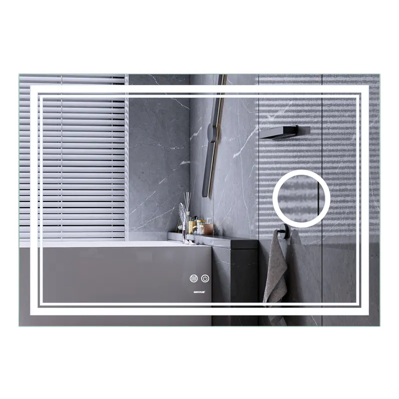 Дзеркало Mixxus Premium Quadro MR20-120x80 (LED Touch, Anti-fog, димер, лінза) (MP6624)