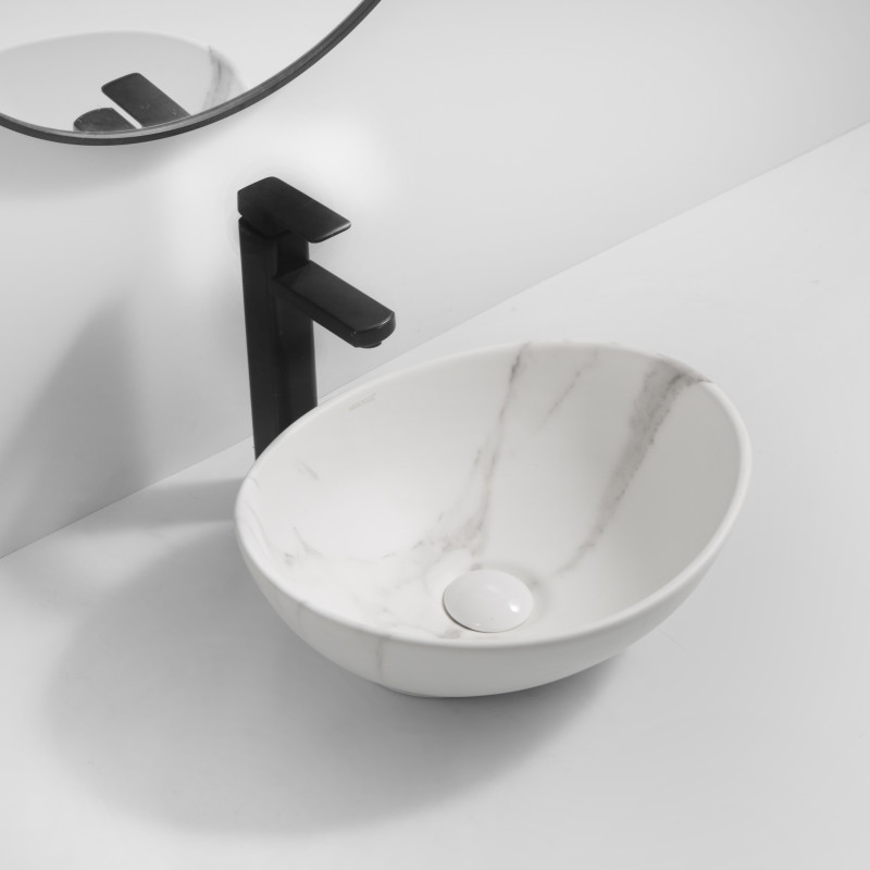 Раковина накладная MIXXUS PREMIUM ELLIPSE-0108 MARBLE 400х330х145mm (MP6526)