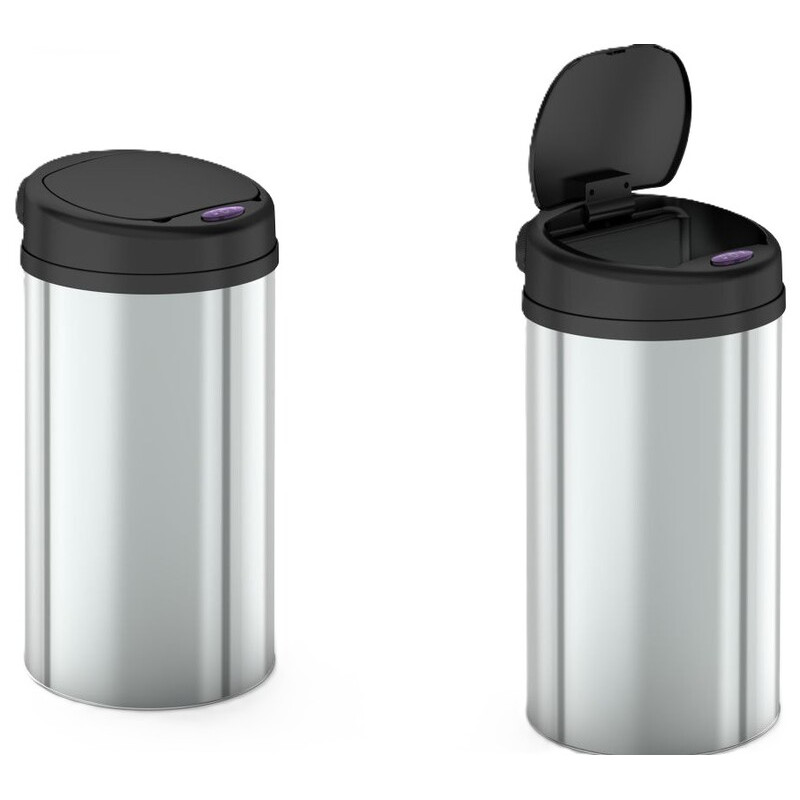 Відро для сміття сенсорне кругле Mixxus Premium Ellipse-TC0109 Chrome-Black 9л (хром-чорне)