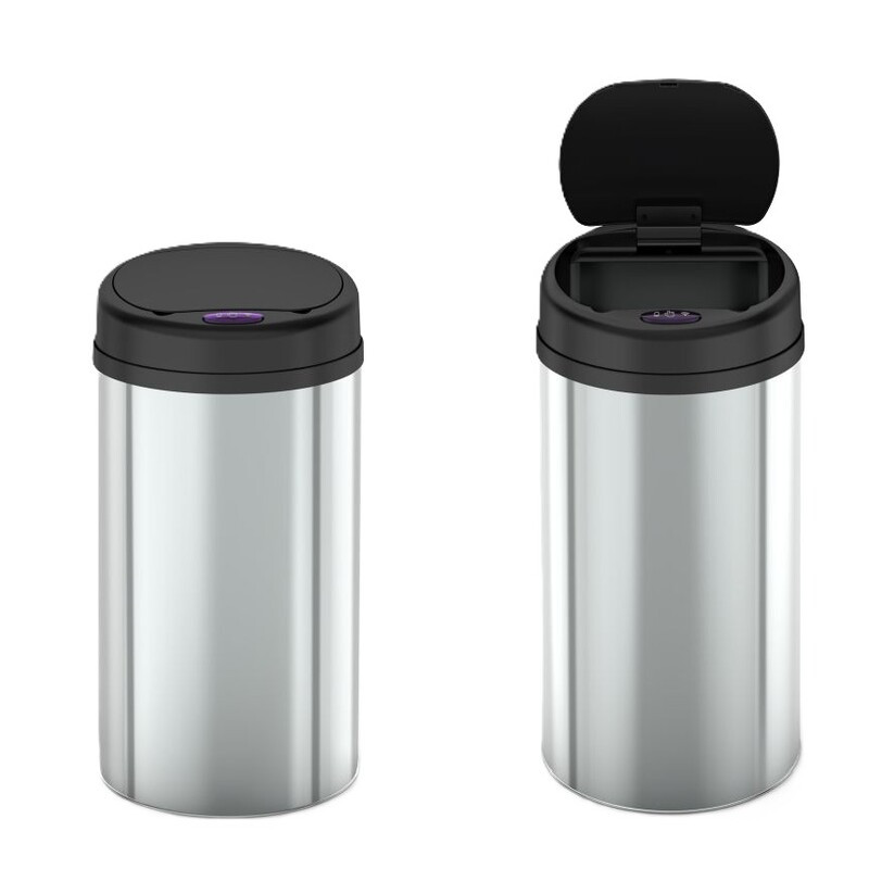Відро для сміття сенсорне кругле Mixxus Premium Ellipse-TC0109 Chrome-Black 9л (хром-чорне)