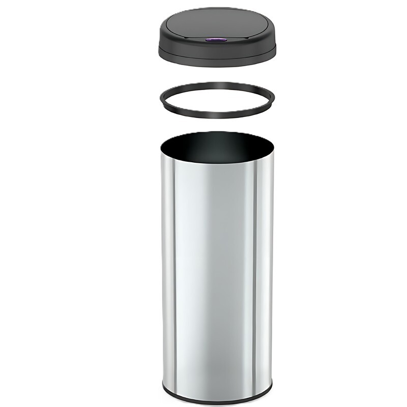 Відро для сміття сенсорне кругле Mixxus Premium Ellipse-TC0109 Chrome-Black 9л (хром-чорне)
