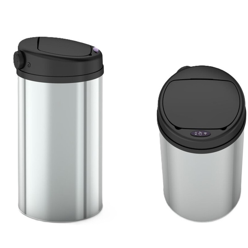 Відро для сміття сенсорне кругле Mixxus Premium Ellipse-TC0109 Chrome-Black 9л (хром-чорне)