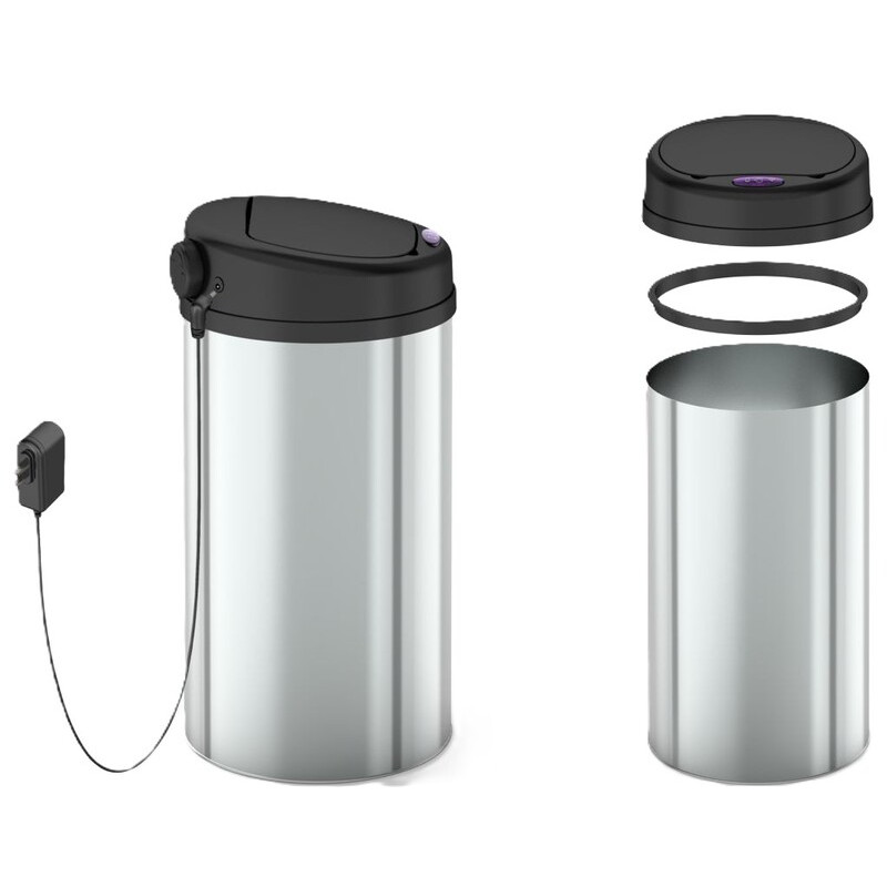 Відро для сміття сенсорне кругле Mixxus Premium Ellipse-TC0109 Chrome-Black 9л (хром-чорне)