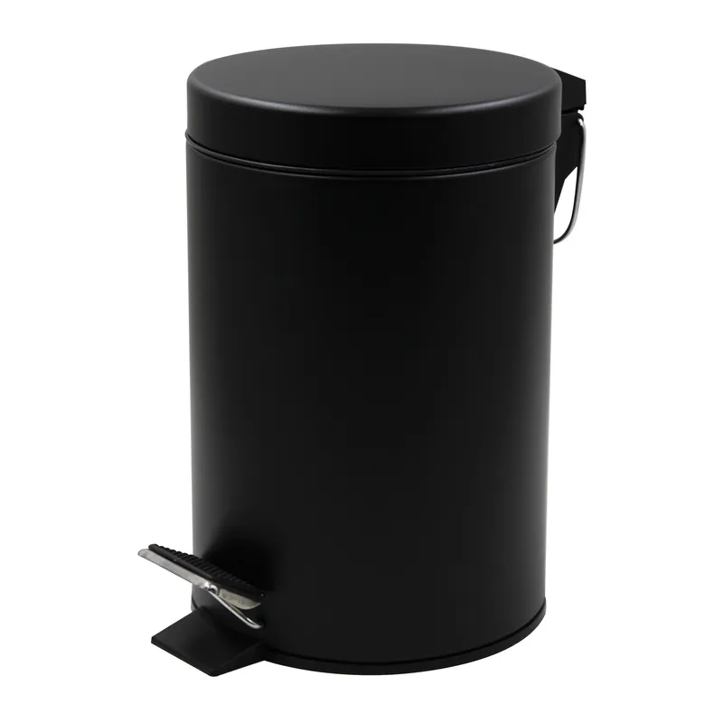 Відро для сміття кругле з кришкою та натискною педалькою Zerix Solo-TC0103 Black 3л колір чорний (ZX5896)