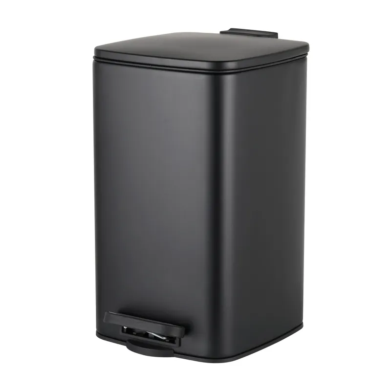 Відро для сміття з плавним закриттям квадратне Zerix Kubix-TC0108 Black 8л колір чорний (ZX5892)