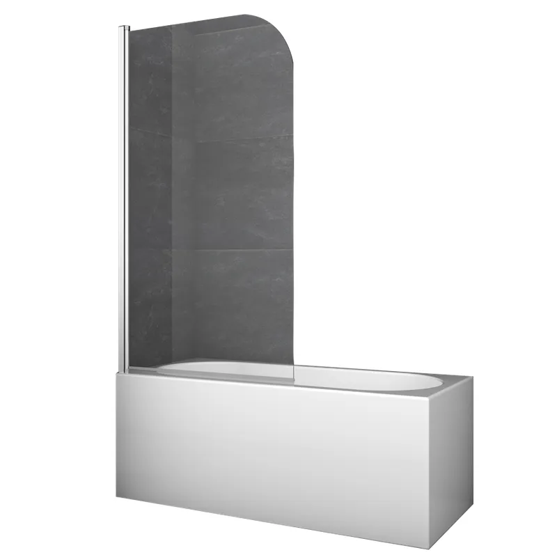 Шторки стеклянные на ванну Koer SR BS01-80x140-TR-01 прозрачное стекло 6мм, хром (KR5400)