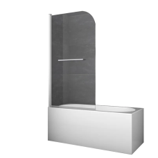 Шторки стеклянные на ванну Koer SR BS02-80x140-TR-01 прозрачное стекло 6мм, хром (KR5401)