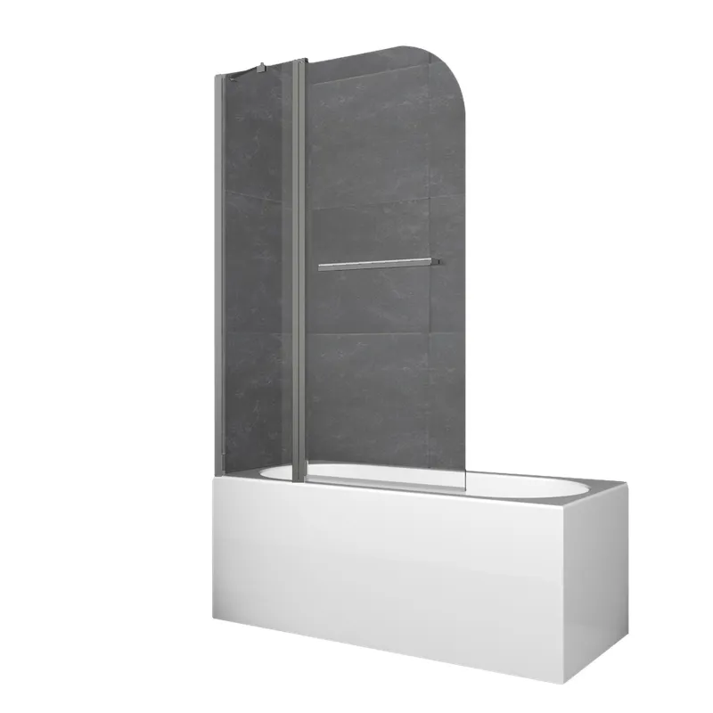 Шторки стеклянные на ванну Koer SR BS04-95x140-TR-07 прозрачное стекло 6мм, графит (KR5404)