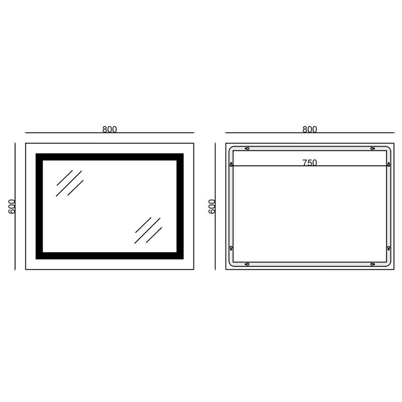 Дзеркало Mixxus Style MR03-80x60 (годинник, LED-підсвічування, антизапотівання) (MI6005)