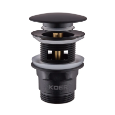 Донный клапан для умывальника с переливом Koer PW-03-05 1 1/4'' (кнопка) (Черный) (KR3396)