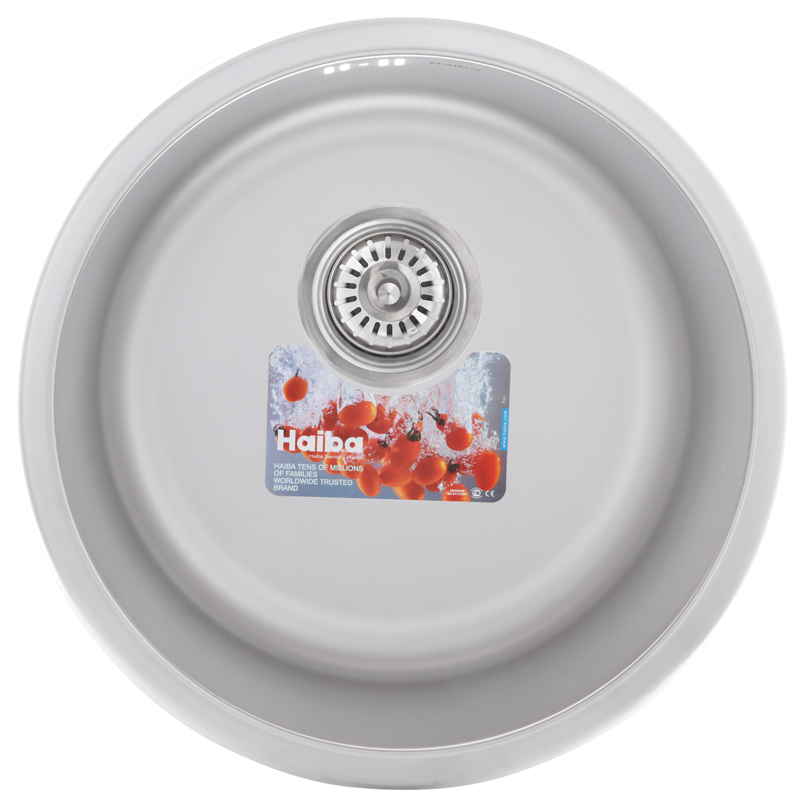 Кухонна мийка врізна з нержавіючої сталі кругла Haiba 440 (decor) (HB0525) колір Сталевий