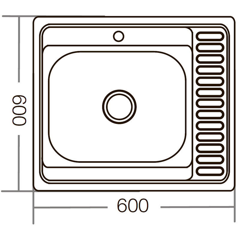 Кухонна мийка накладна з нержавіючої сталі квадратна Zerix Z6060R-04-160E (Satin) (ZM0576) колір Сталевий