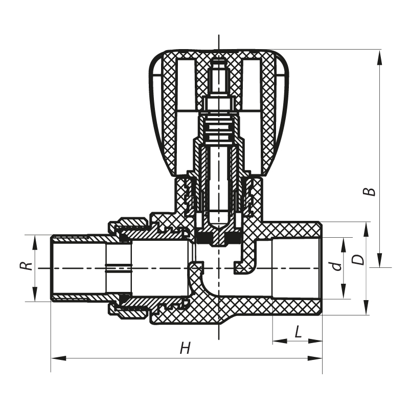 Вентиль радиаторный прямой PPR 20x1/2 (Koer K0165.PRO) (KP0213)
