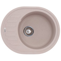 Кухонна мийка врізна з граніту овальна Zerix ZS-6250R-06 (ZX4549) колір Бежевий