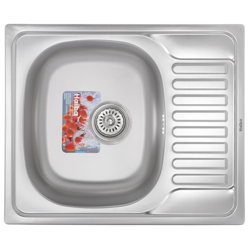 Кухонна мийка врізна з нержавіючої сталі прямокутна Haiba 58x48 (decor) (HB0646) колір Сталевий