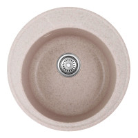 Кухонна мийка врізна з граніту кругла Haiba HB8301-G319 sand 490x180 (HB0973) колір Пісочний