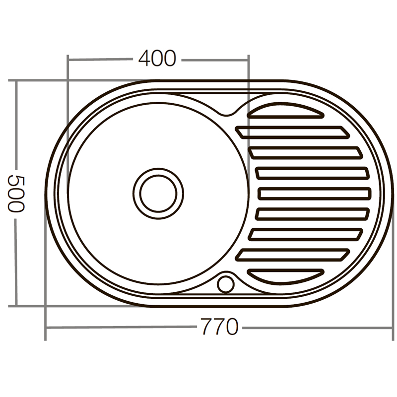 Кухонна мийка врізна з нержавіючої сталі овальна Zerix Z7750-06-180D (decor) (ZX1595) колір Сталевий