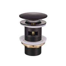 Донний клапан для умывал. с переливом Mixxus POP-UP-03 Black 1 1/4'' (кнопка) (Черный) (MI6139)