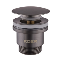 Донный клапан для умывальника Koer PW-01-07 1 1/4'' (кнопка) (Графит) (KR3404)