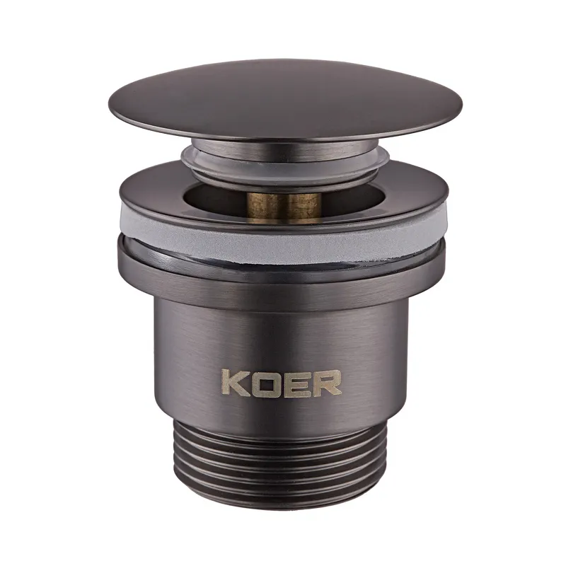 Донный клапан для умывальника Koer PW-01-07 1 1/4'' (кнопка) (Графит) (KR3404)