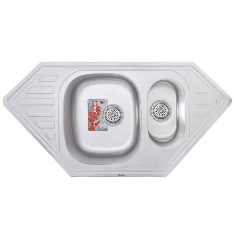 Кухонна мийка врізна з нержавіючої сталі трапецієподібна Haiba 100x50 (decor) (HB0522) колір Сталевий
