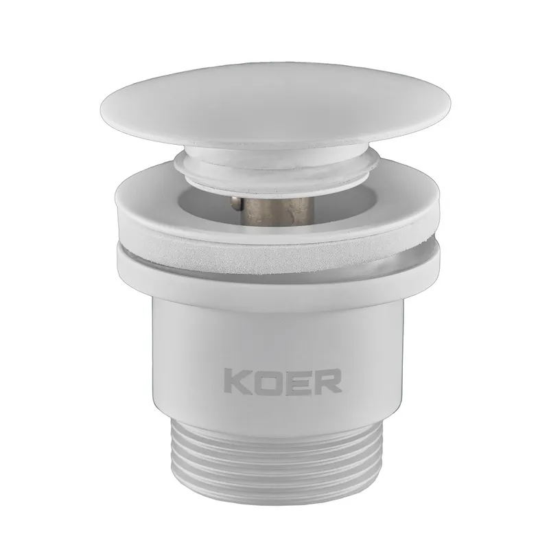 Донный клапан для умывальника Koer PW-01-03 1 1/4'' (кнопка) (Белый) (KR3402)
