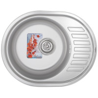 Кухонна мийка врізна з нержавіючої сталі овальна Haiba 57x45 (decor) (HB0644) колір Сталевий