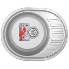 Кухонна мийка врізна з нержавіючої сталі овальна Haiba 57x45 (decor) (HB0644) колір Сталевий