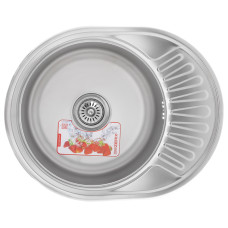 Кухонна мийка врізна з нержавіючої сталі овальна Zerix Z5745-06-180E (Satin) (ZX1590) колір Сталевий