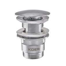 Донный клапан для умывальника с переливом Koer PW-03-01 1 1/4'' (кнопка) (Цвет хром) (KR3394)