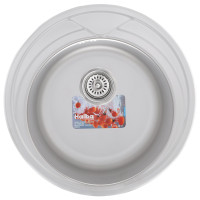 Кухонна мийка врізна з нержавіючої сталі кругла Haiba 510 (decor) (HB0544) колір Сталевий