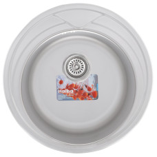 Кухонна мийка врізна з нержавіючої сталі кругла Haiba 510 (decor) (HB0544) колір Сталевий