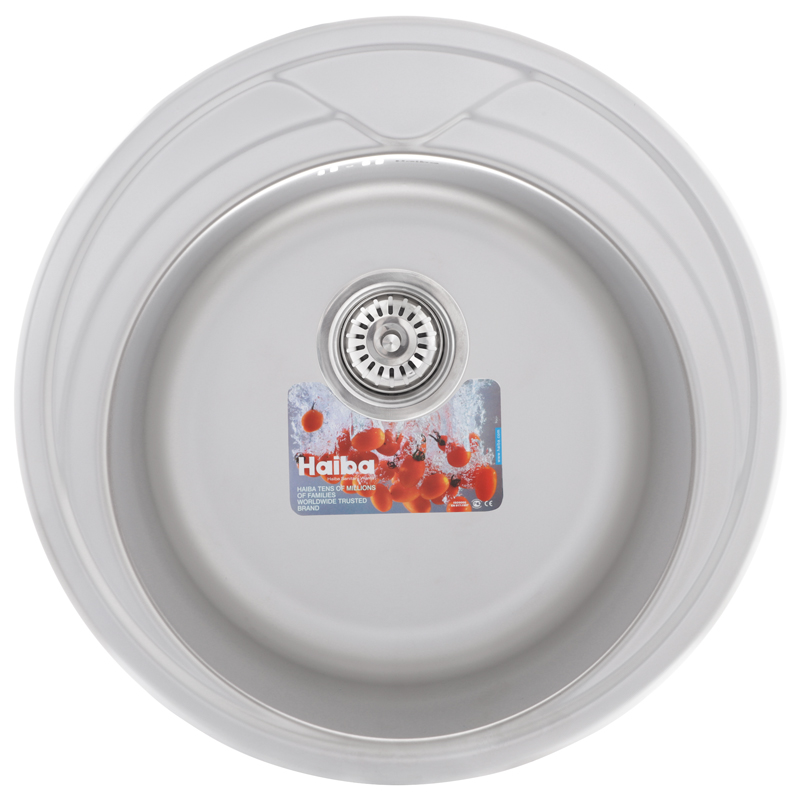Кухонна мийка врізна з нержавіючої сталі кругла Haiba 510 (decor) (HB0544) колір Сталевий