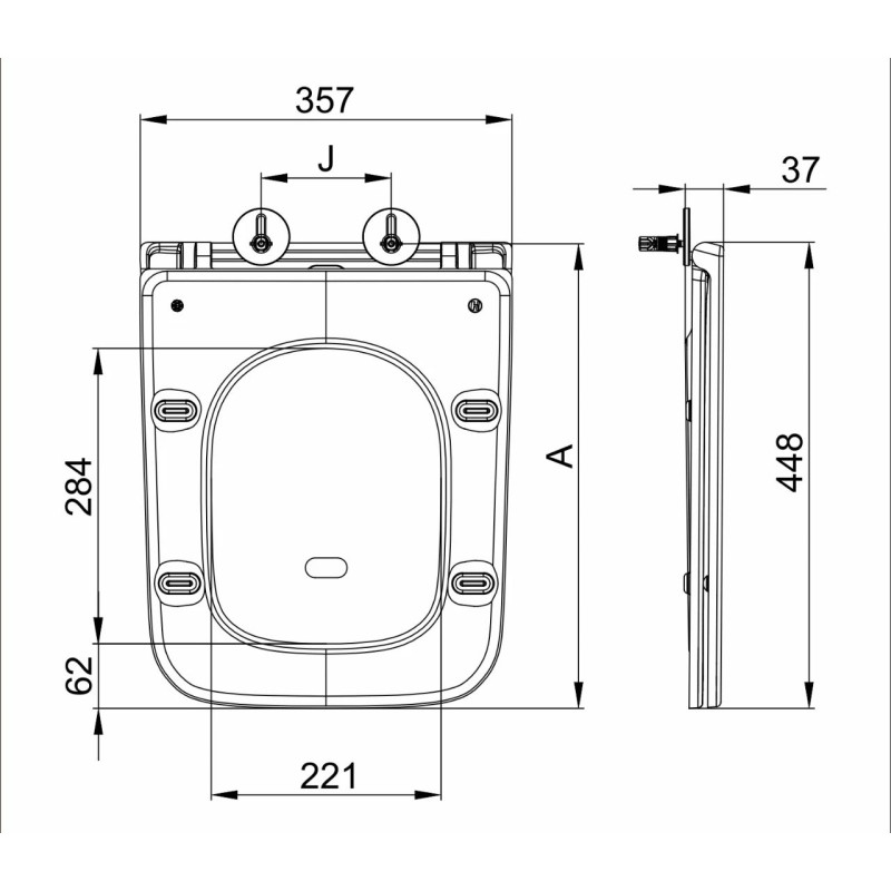 Подвесной унитаз Mixxus Premium Quadro-0302-R Black 530x360x365mm, система смыва RIMLESS (MP6455)
