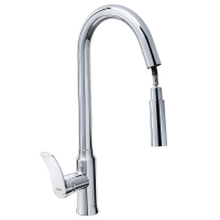Змішувач для кухні джойстиковий з висувною лійкою Haiba Bolero 014 (HB9591) з латуні Колір сталевий