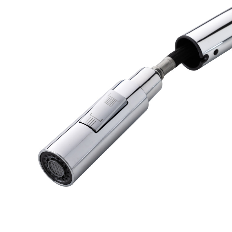 Змішувач для кухні джойстиковий з висувною лійкою Haiba Bolero 014 (HB9591) з латуні Колір сталевий