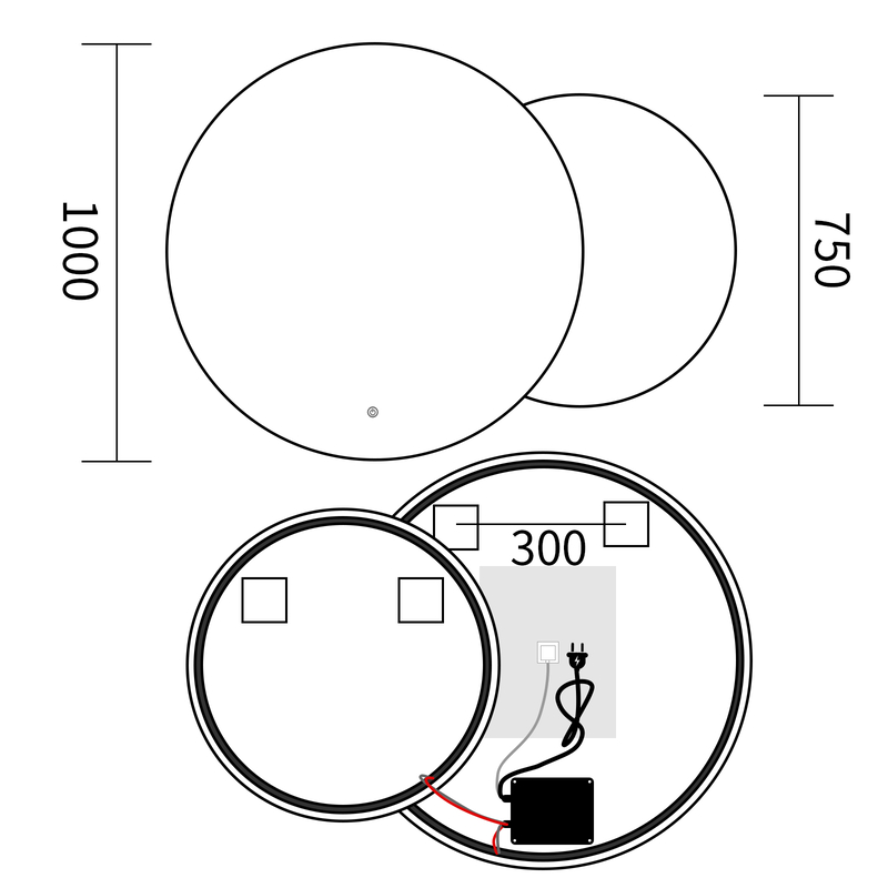 Дзеркало Mixxus Premium Topper MC01-100x75 (LED Touch, Anti-fog, димер (3-6,5kK) (MP6631)