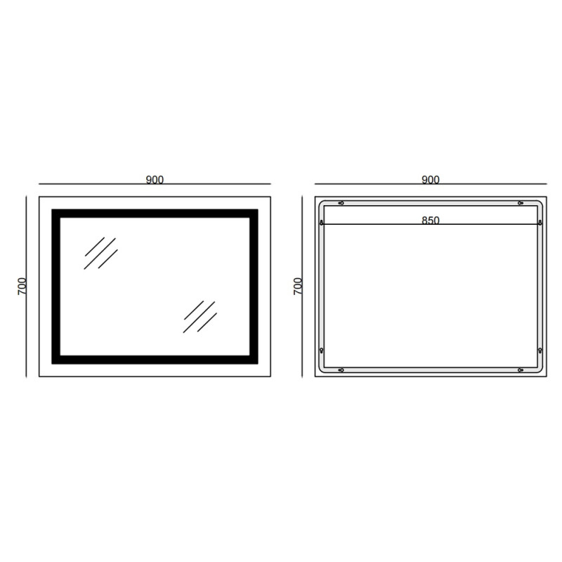 Дзеркало Mixxus Warm MR12-90x70-Reverse з LED Touch, Anti-fog, димером, регулюванням яскравості (MI6675)