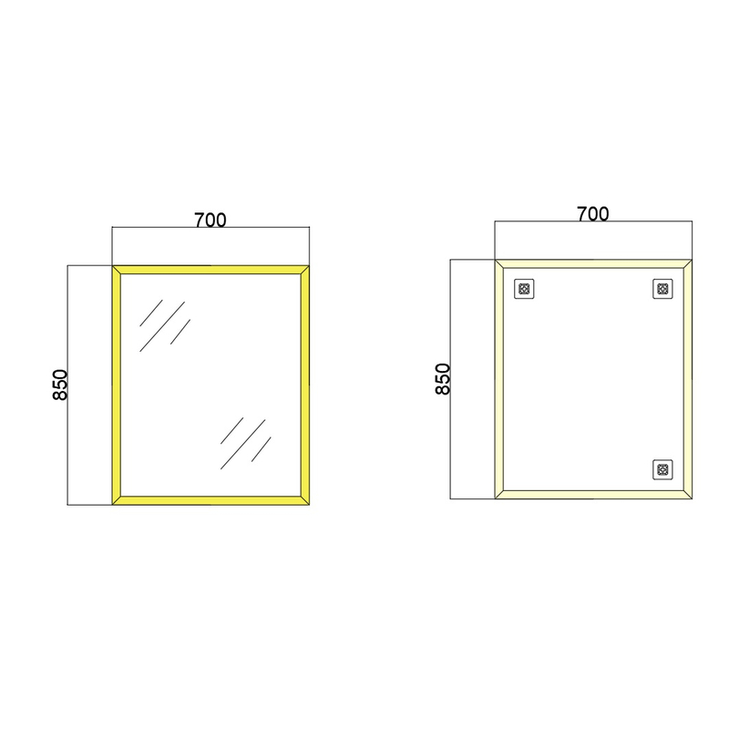 Дзеркало настінне Zerix Fonte MRZ09-700x850-Reverse GOLD прямокутне в золотій рамі (ZX5639)