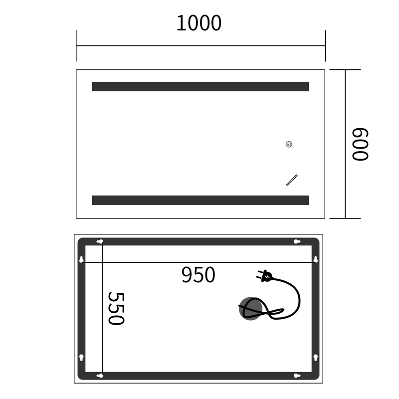 Дзеркало Mixxus Premium Lines MR17-100x60-Reverse (LED Touch, Anti-fog, димер) (MP6625)