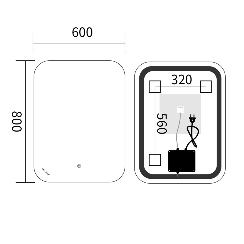 Дзеркало Mixxus Premium Diverse MR15-80x60-Reverse (LED Touch, Anti-fog, димер (3-6,5kK)) (MP6638)