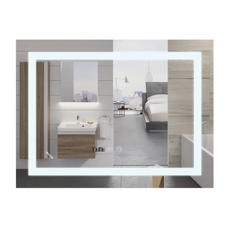 Дзеркало Mixxus Warm MR02-80x60-Case з LED Touch, Anti-fog, димером, регулюванням яскравості, годинником (MI6671)