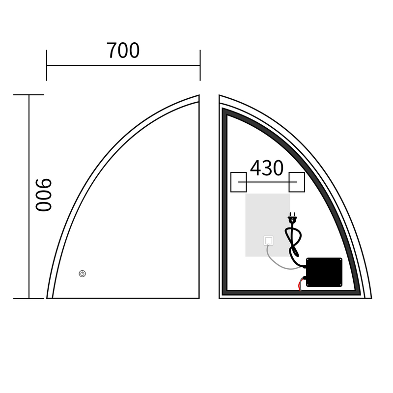 Дзеркало Mixxus Premium Topper MS02-75x100 (LED Touch, Anti-fog, димер (3-6,5kK)) (MP6634)