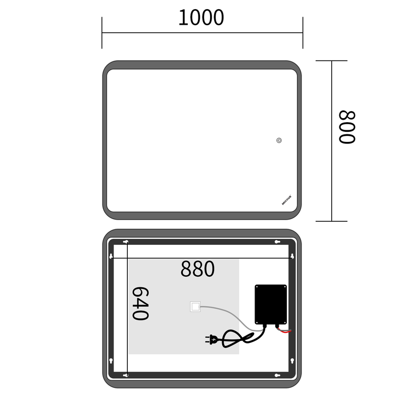 Дзеркало Mixxus Premium Olivary MR19-100x80-Reverse (LED Touch, Anti-fog, димер (3-6,5kK)) (MP6629)